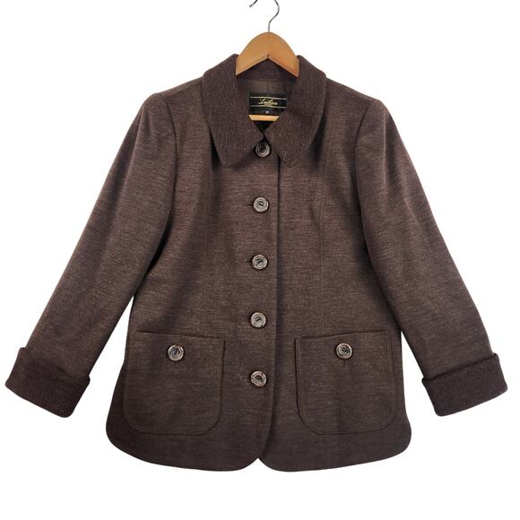 Leilian Original Japanese Designer Wool Jacket Women’s SZ LG Chocolate Brown EUC - Picture 1 of 16